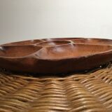 Plat rond en bois à six compartiments