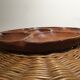 Round wooden dish with six compartments