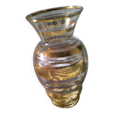 Vase année 60 rayure doré