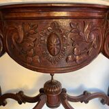 Console in carved solid oak and marble top