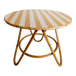 Table basse rotin vintage - lin