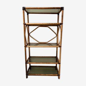 Showcase shelf in vintage smoked glass bamboo