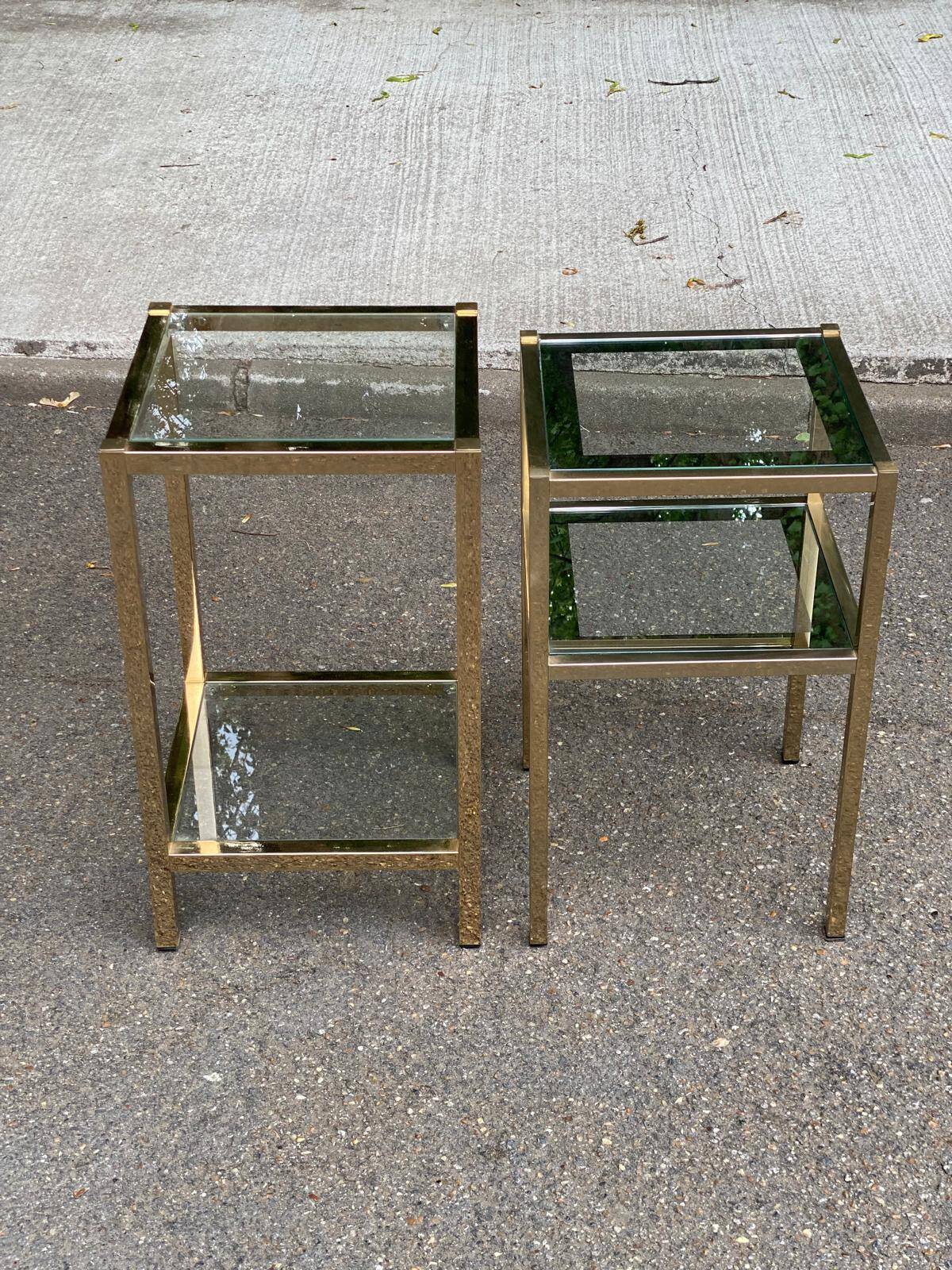 2 bedside tables, end tables in brass and transparent glass Maison Ja