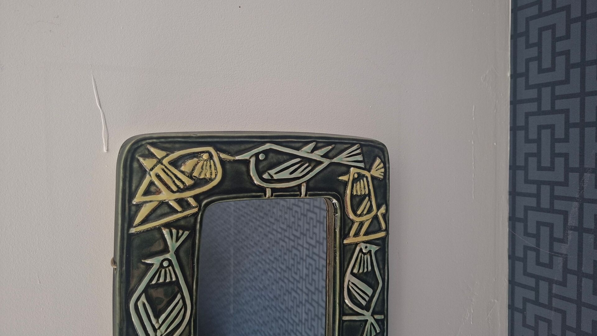 Ceramic Bird Mirror Lisa Larson Harlequin Series / Gustavsberg