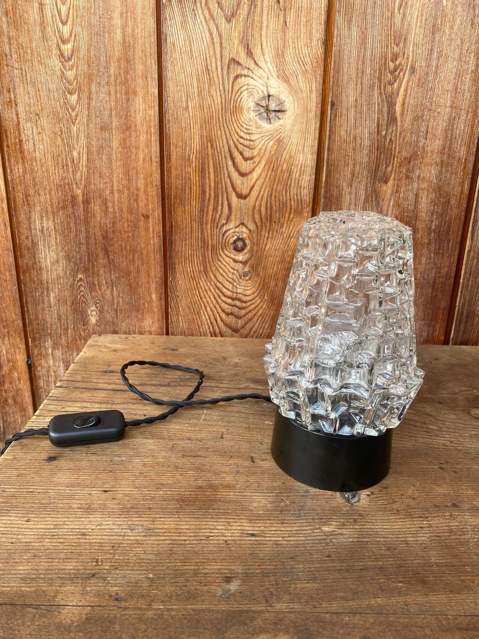 Lampe de chevte en verre à poser vintage