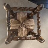 Rustic stool made of straw and wood