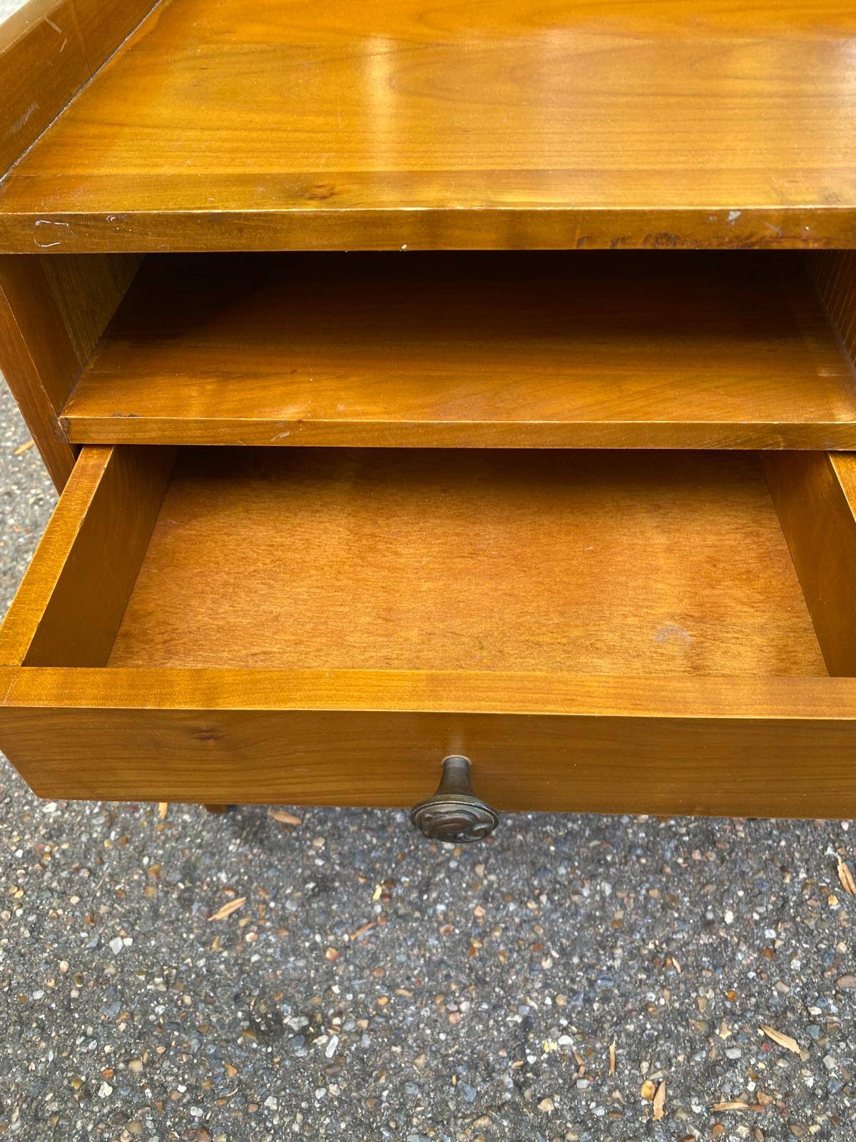 Vintage solid wood desk with removable secretary in colonial style from the 1960s.