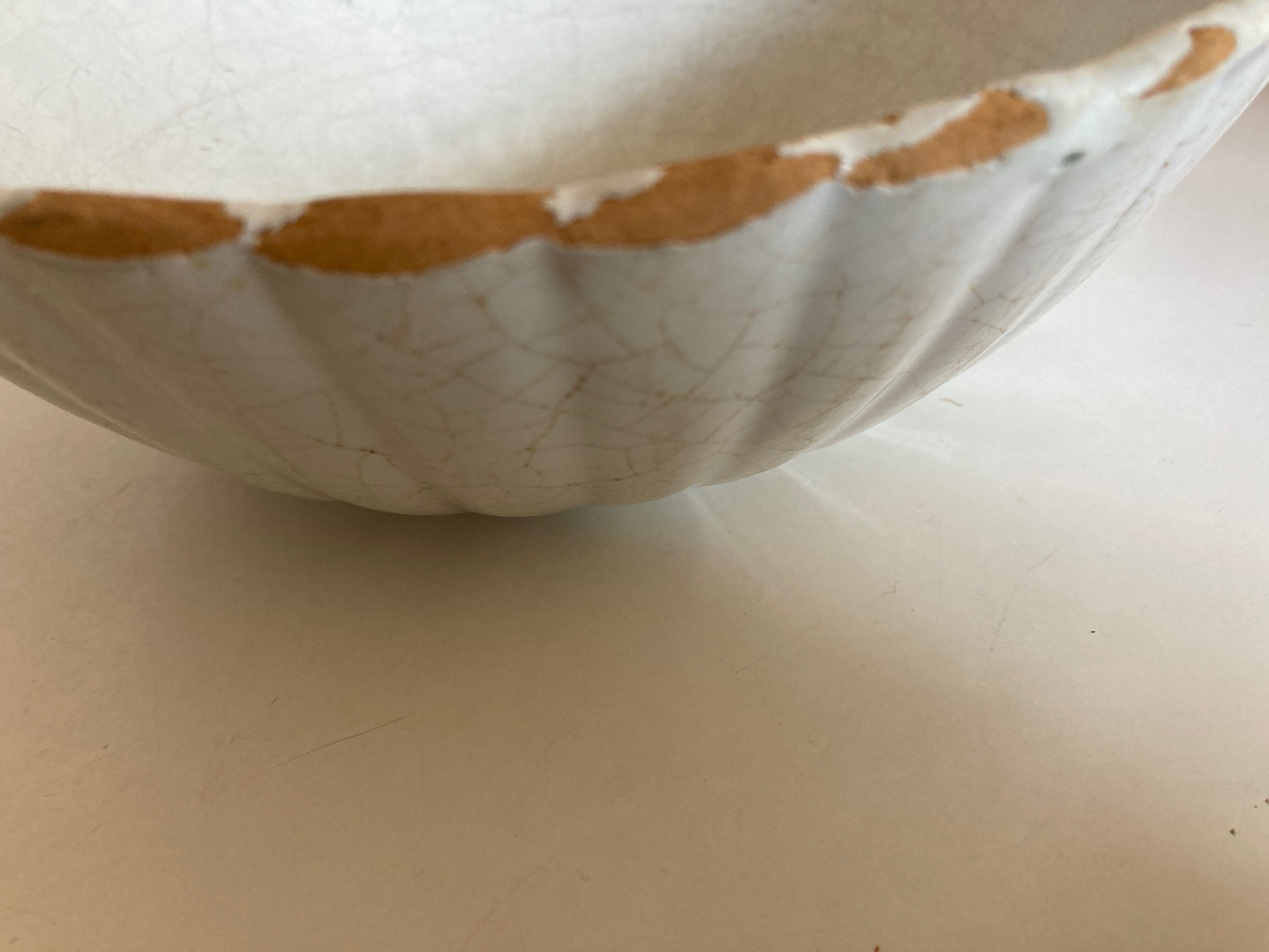 Enamelled earth godrons cup Vieux Moustiers 19th