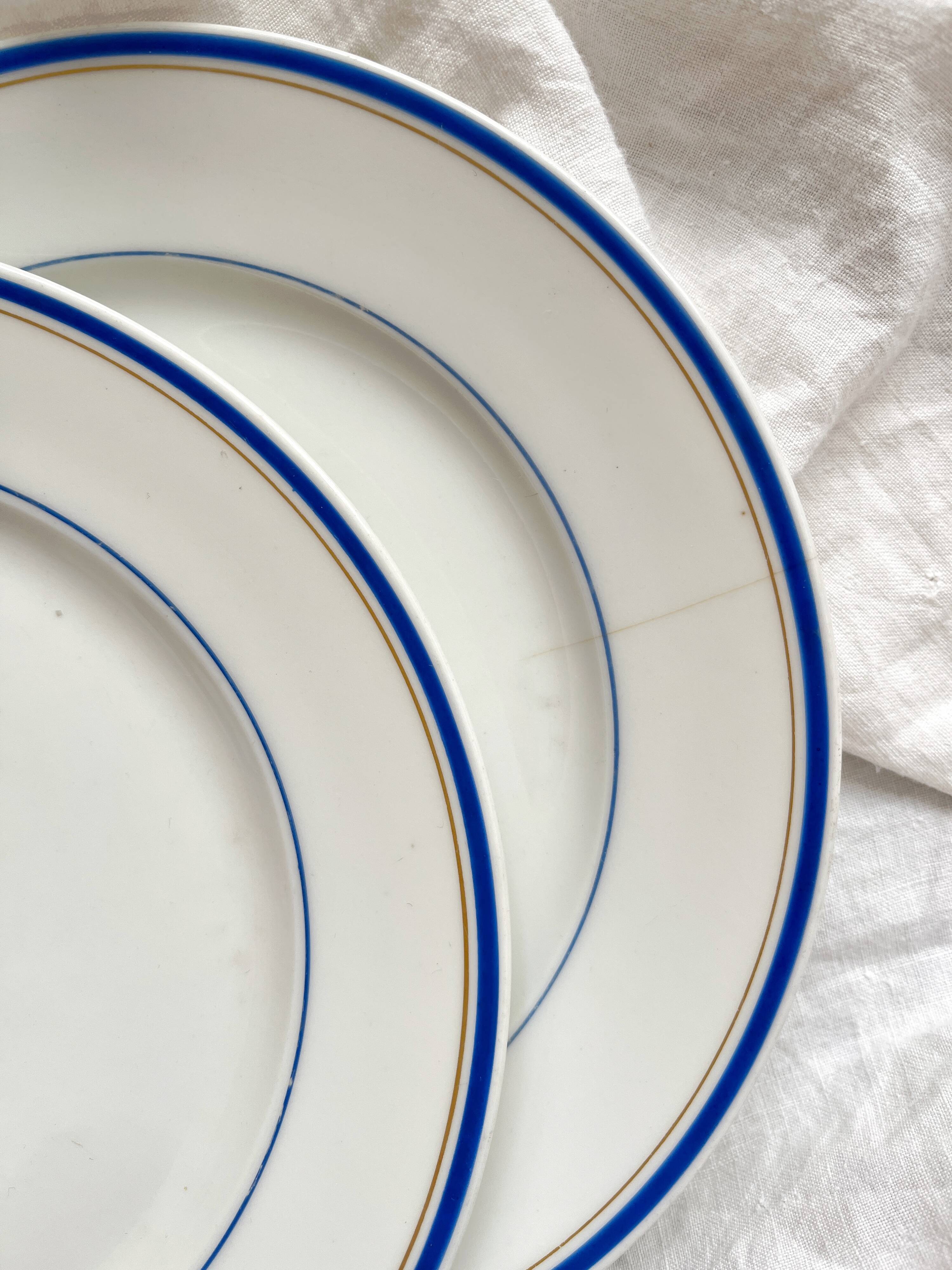 2 antique porcelain dessert plates in the Empire style, 19th century