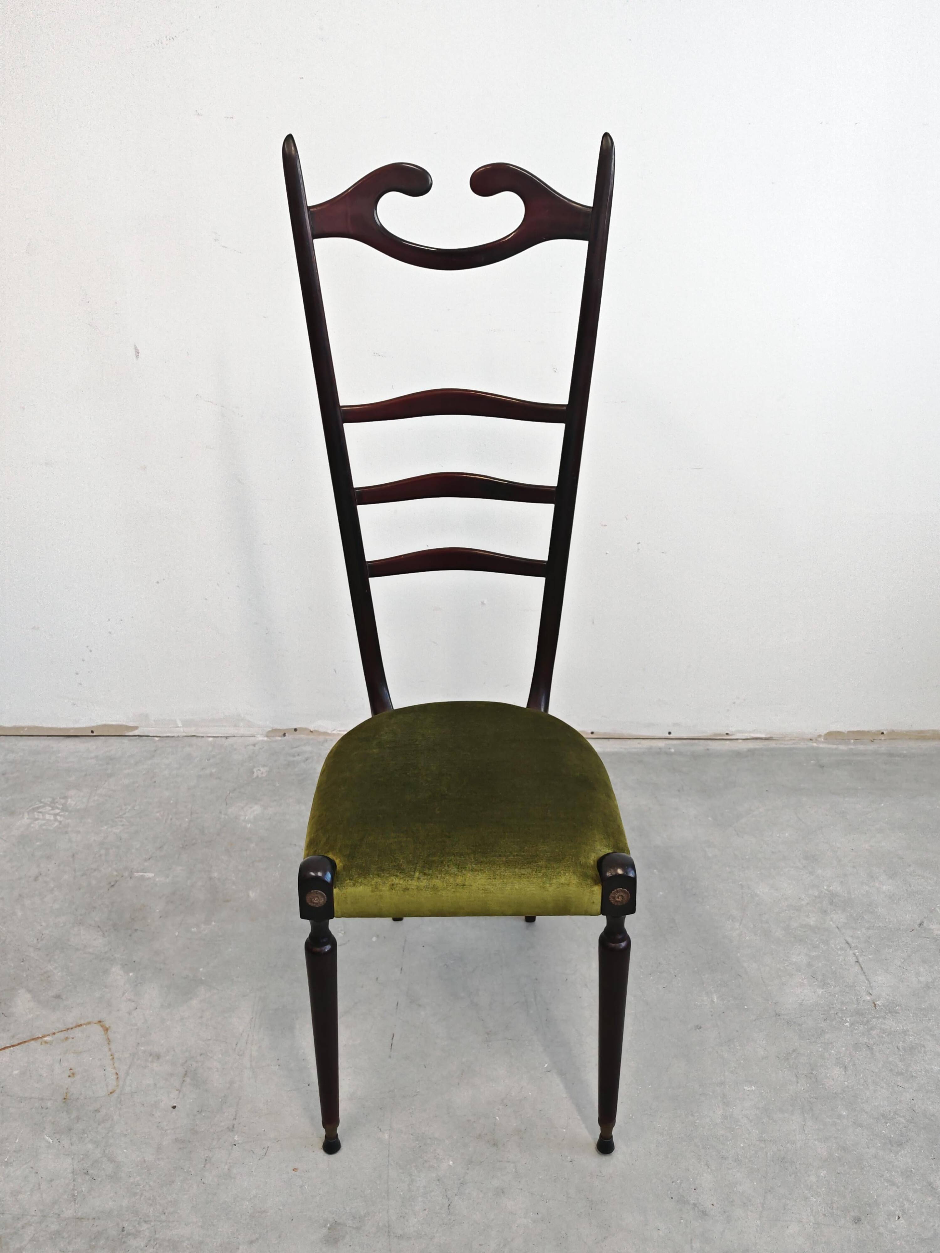 Chiavari chairs with high backs Mid Century Modern Paolo Buffa 1950s