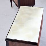 Set Of 2 Italian Midcentury Walnut Burl And Brass Bedside Tables / Cabinets