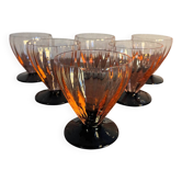 Art Deco sorbet ice cream cup in bubbled glass from the 60s