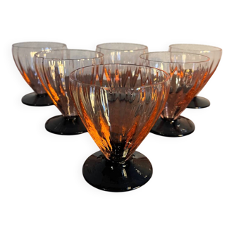 Art Deco sorbet ice cream cup in bubbled glass from the 60s