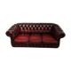 Sofa chesterfield curved burgundy leather three seats