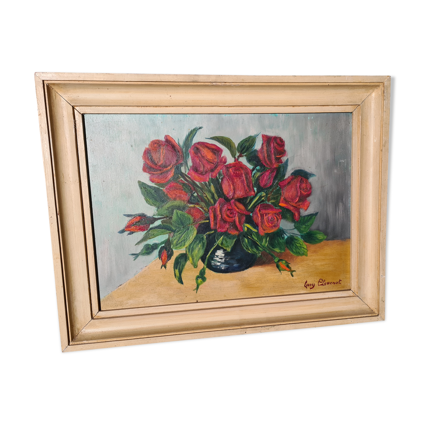 Ancient painting depicting a bouquet of roses