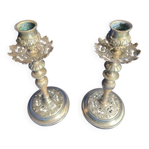 paire de bougeoirs en - bronze