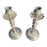 Pair of 19th century bronze candlesticks