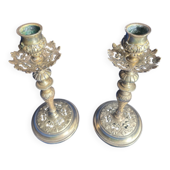 Pair of 19th century bronze candlesticks