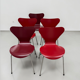 Series 7 Chairs by Arne Jacobsen for Fritz Hansen, red