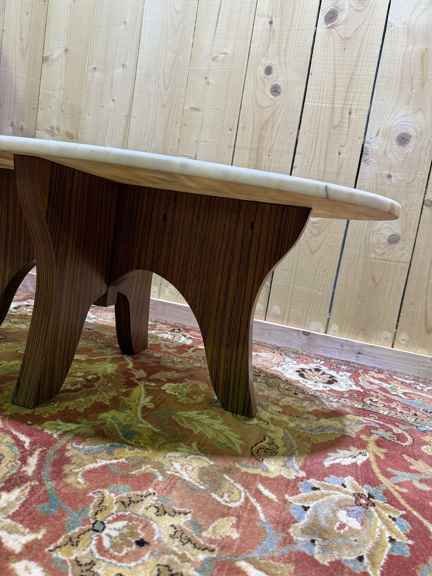 Scandinavian style coffee table in marble and zebrawood