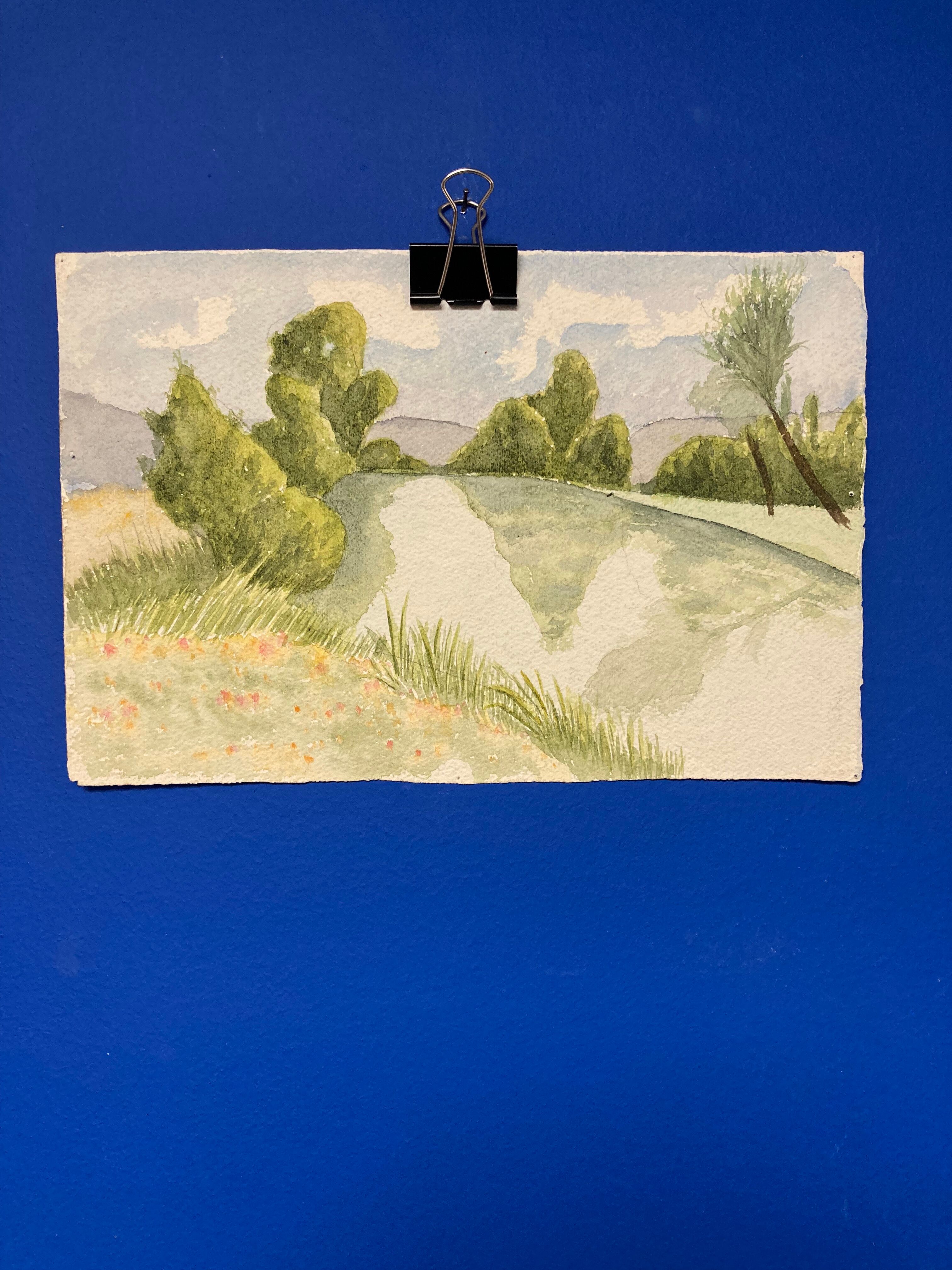 Vintage landscape watercolor