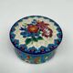 Enamelled faience jewellery box Longwy floral decoration