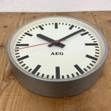 Grey Industrial Factory Wall Clock from AEG, 1960s