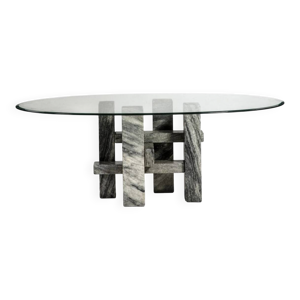 Table marbre et verre