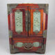 large Wooden Chinese jewelry box decorated with jade plates n°2