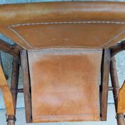 Paire de chaise SAFARI pliante vintage cuir bois