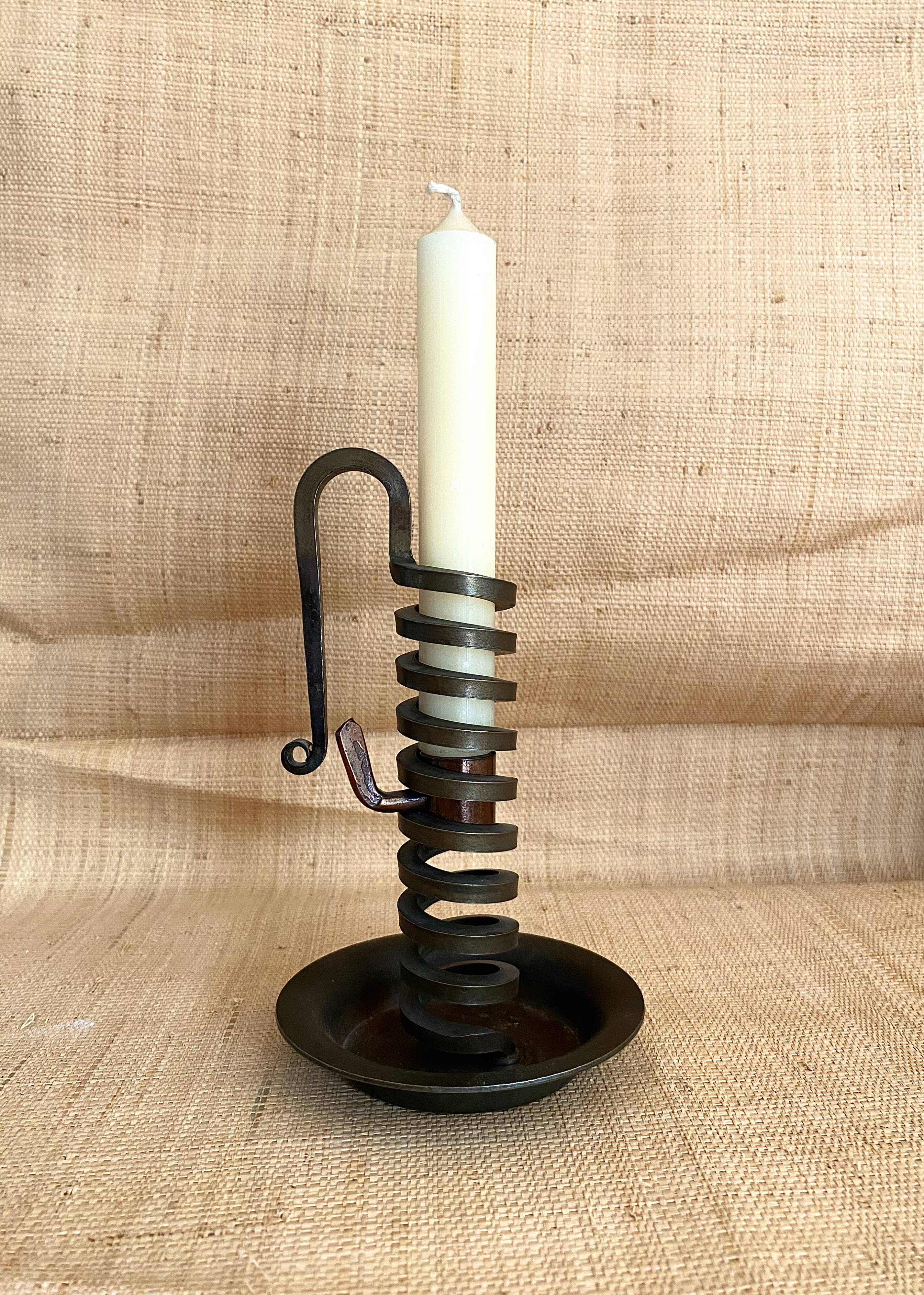 Spiral rat cave candlestick in wrought iron