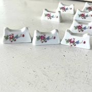 French Porcelain Knife Rests Set of 12 Floral Table Knife Holders