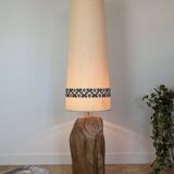 Brutalist oak sculpture lamp