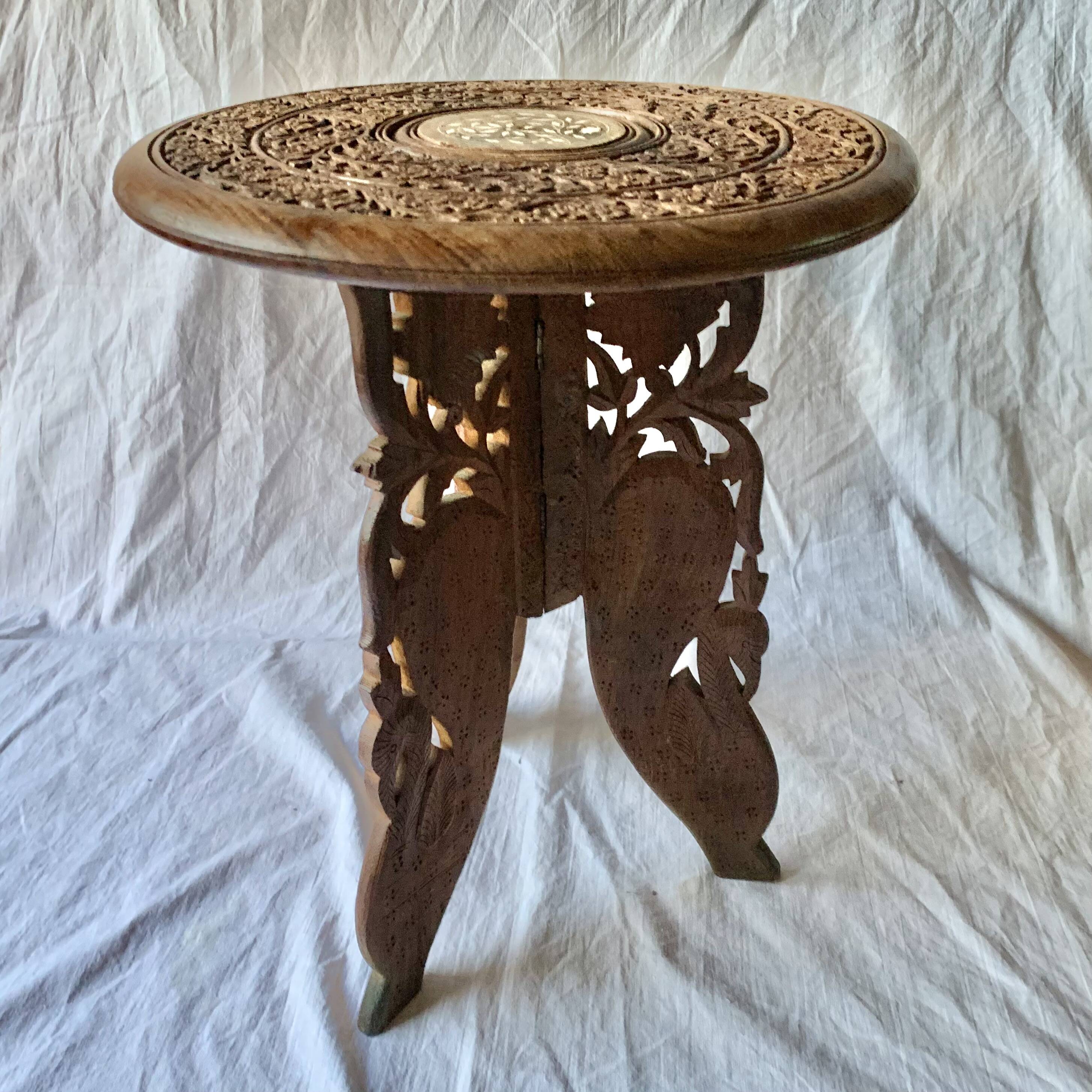 Vintage carved wooden side table