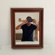 Miroir vintage en bois massif, années 60-70