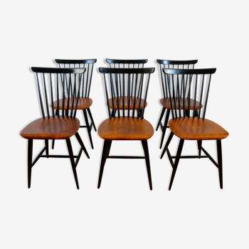 Série de 6 chaises scandinaves teck