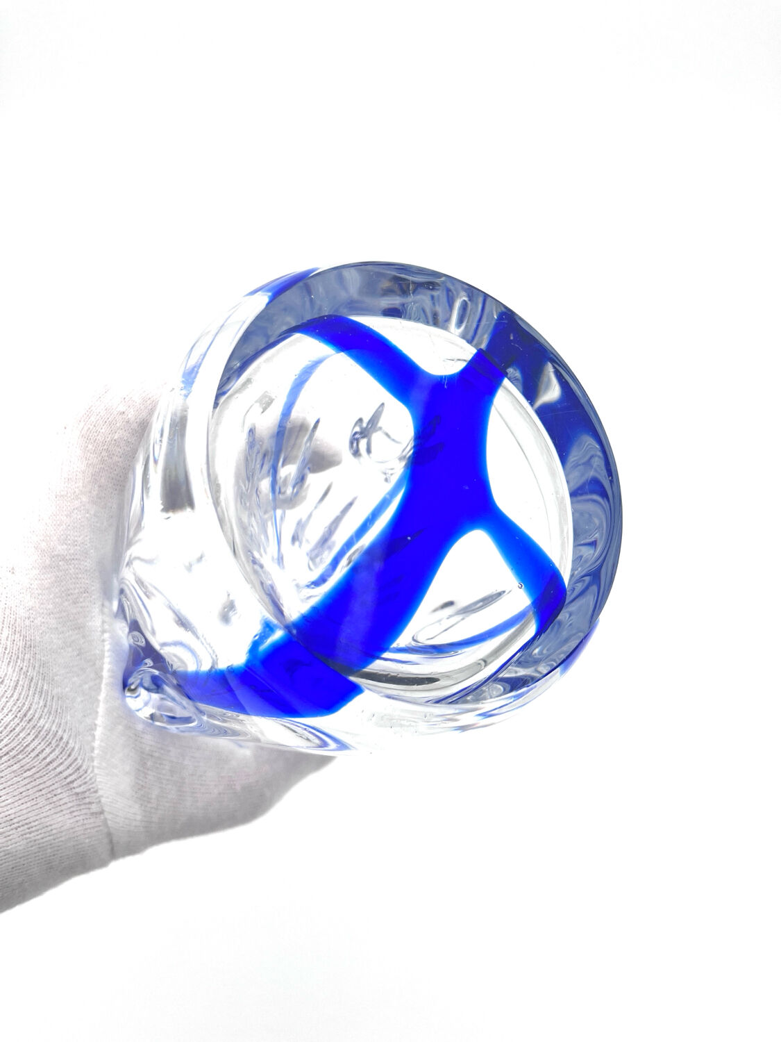 Monumental Murano Vase - Cobalt Blue & Crystal - Organic Design 70s