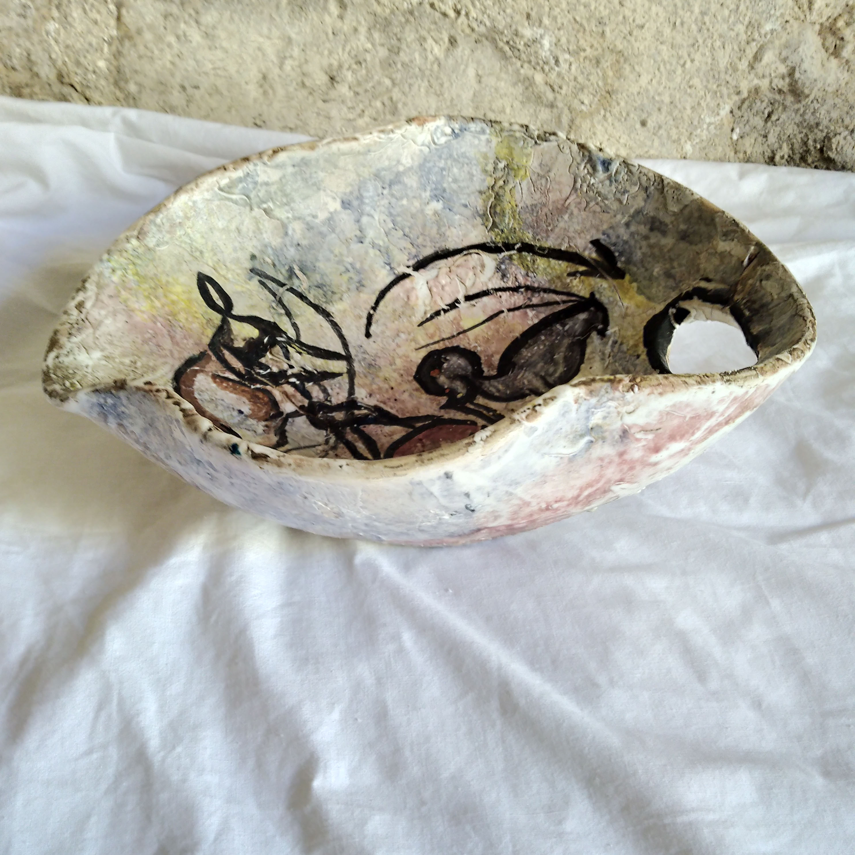 Vallauris rock ceramic basket 1950