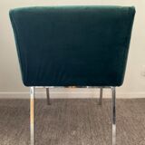 Vintage chair in green velvet and chrome legs