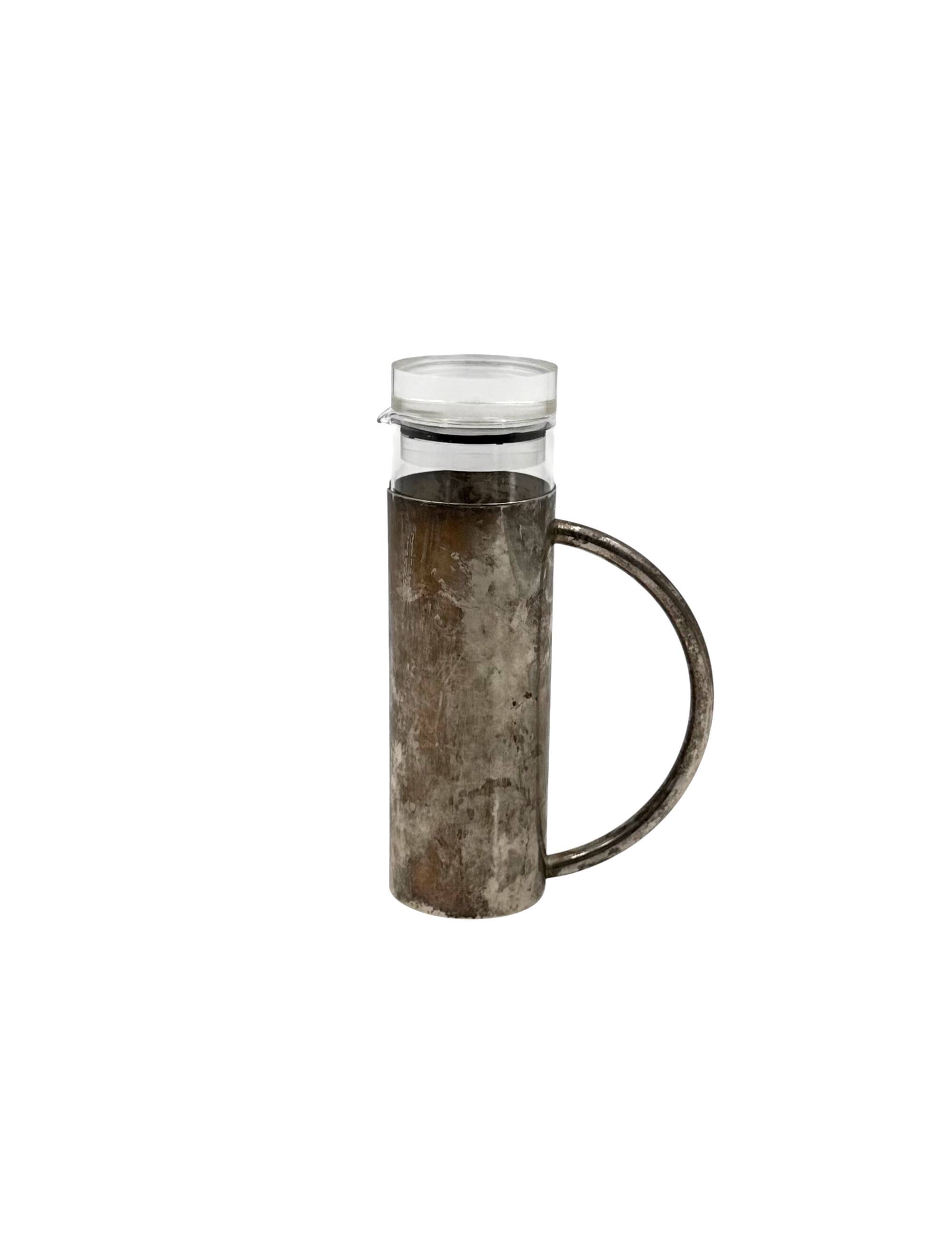 Modern silverplated and glass cruet mod. Oilvine, Lino Sabattini Italy 1970