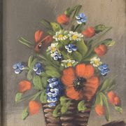 Nature morte aux fleurs sauvages, signée, milieu XX siècle