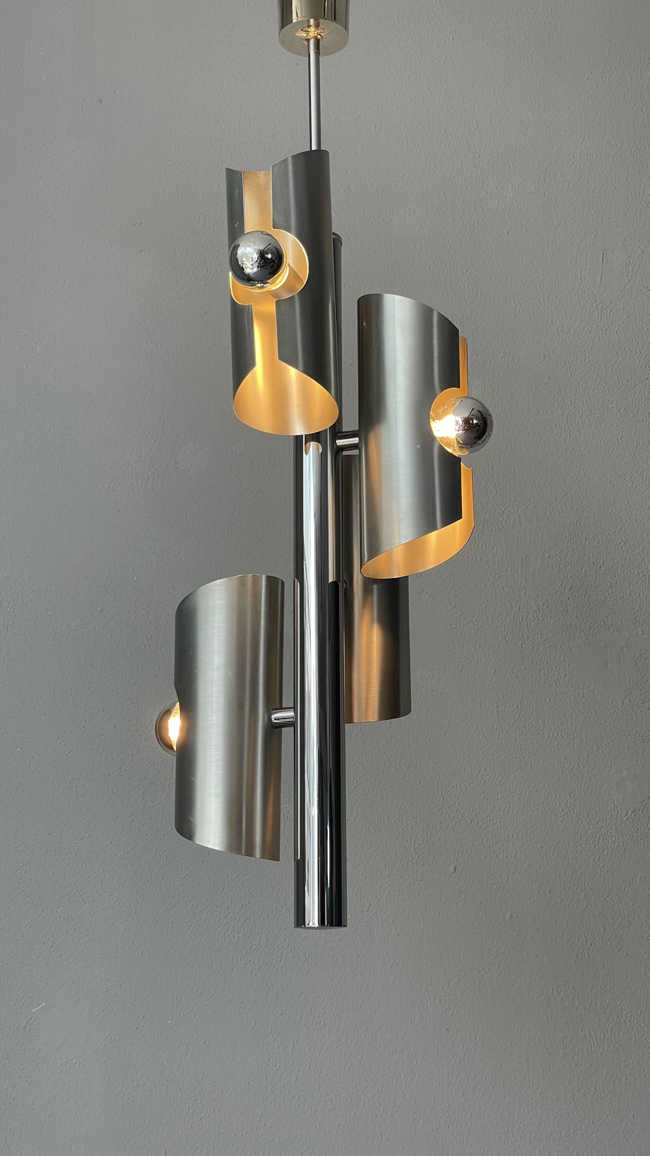 Designer Silver Lamp with Four Silver-Top Bulbs