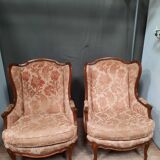 Pair of Louis XV style wing chairs
