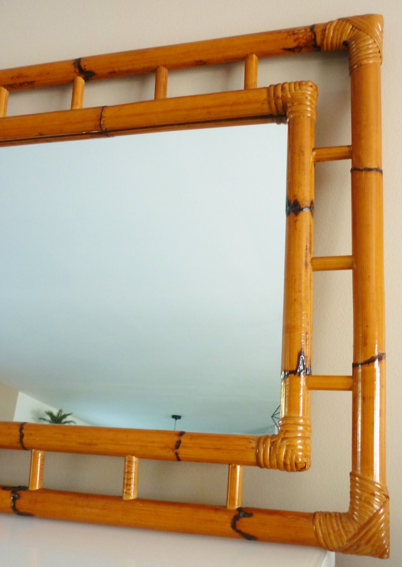 Bamboo mirror, openwork, vintage