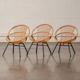 Fauteuil en rotin pieds métal