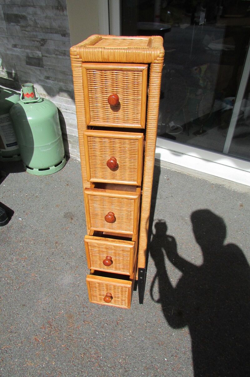 Rattan chiffonnier braided on metal feet