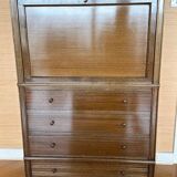 vintage mahogany bar cabinet with front-opening drawers in English style
