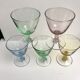 Set of 5 glasses with colored glass shot shot 70s