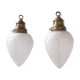 Pair of opaque glass and brass french opaline pendants