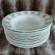 11 antique deep plates from Digoin and Sarreguemines